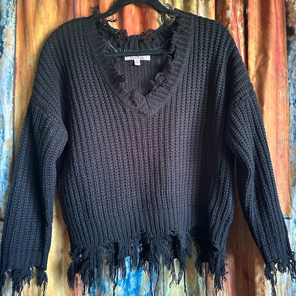 Black Distressed Sweater